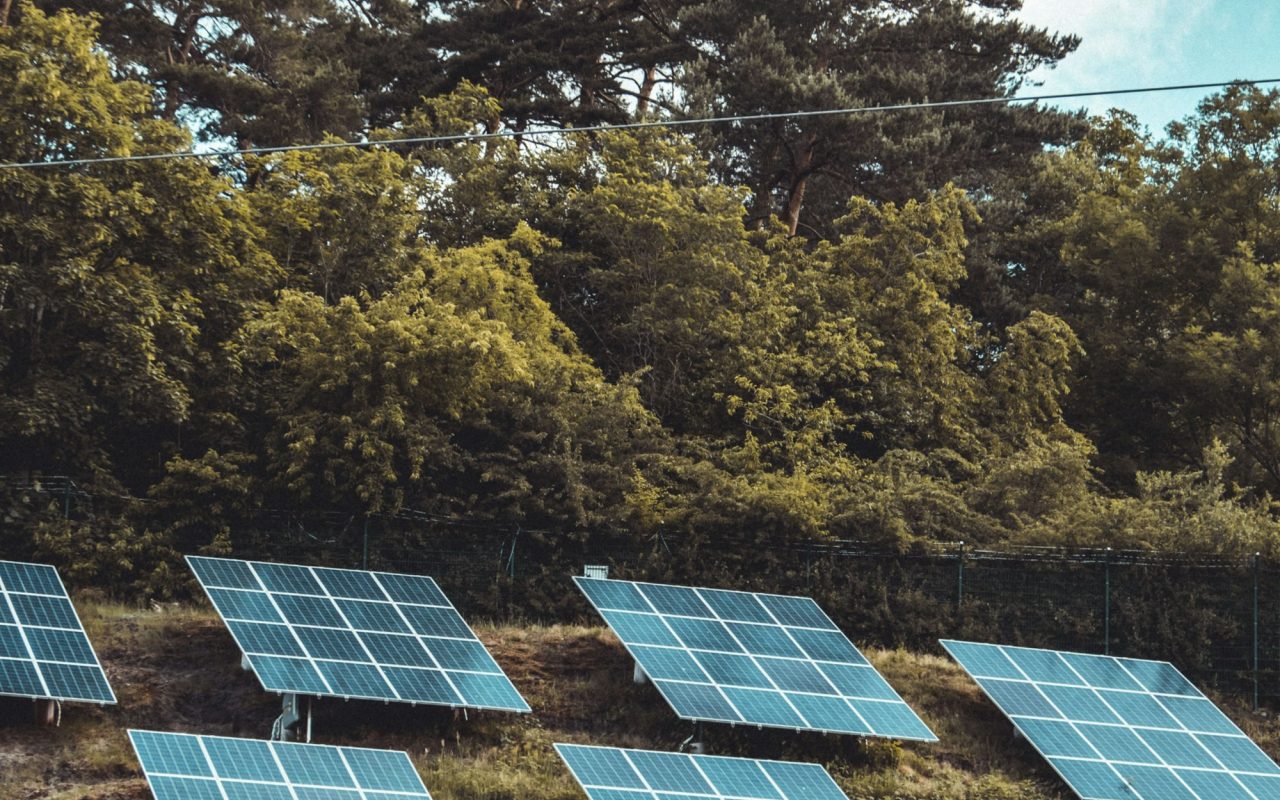 Illustrative close view of photovoltaic modules mounted outdoors. This is not a Maspro Energy project.